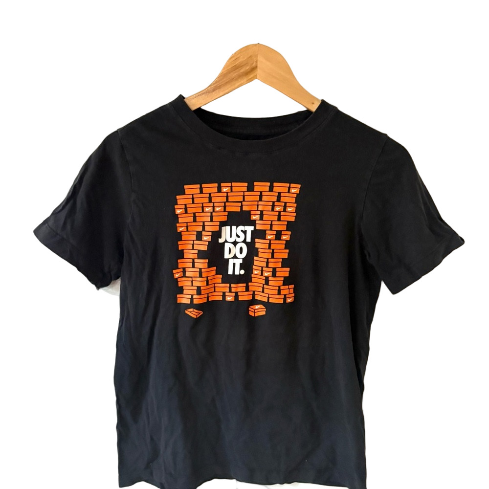 Nike Black Tee with Orange Brick Design